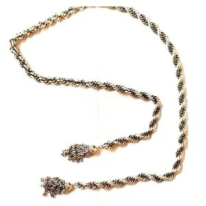SILVER Necklace Lariat - vintage